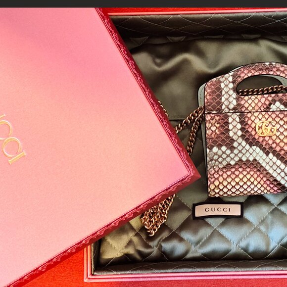 GUCCI Double G Python Marmont Top Handle Card Case wallet Crossbody evening bag - Picture 2 of 13